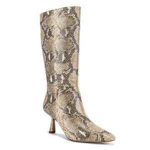 NEW SAM EDELMAN Samira Boot Snake Embossed Leather Wheat Multi Python Size 7.5
